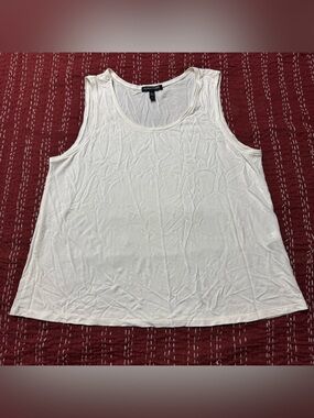 Eileen Fisher 100% Silk Off-White Scoop Neck Tank